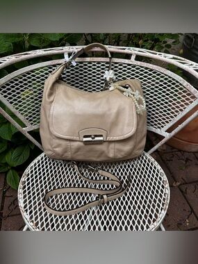 Large Coach Beige Slouchy Shoulder Bag